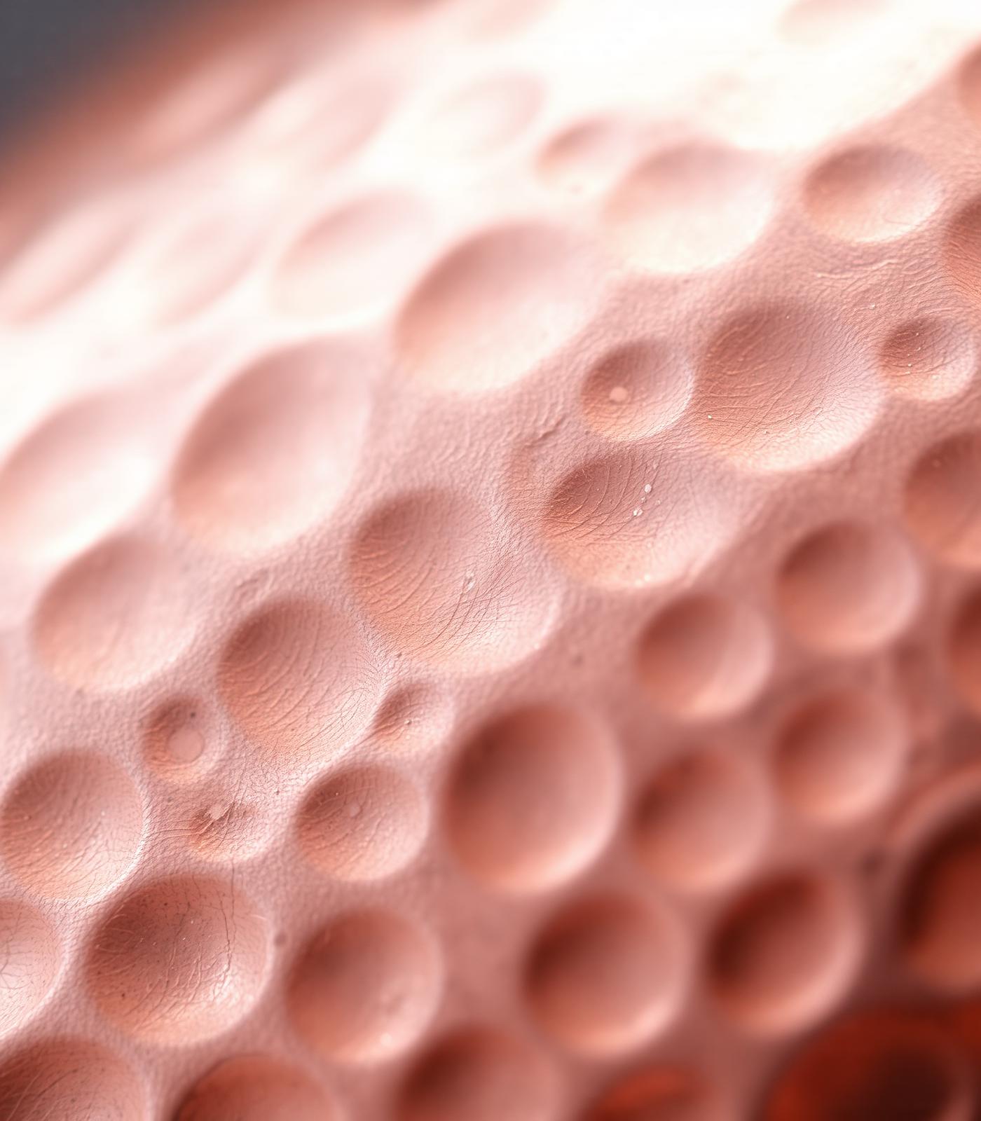 Textura martillada del cobre en detalle.